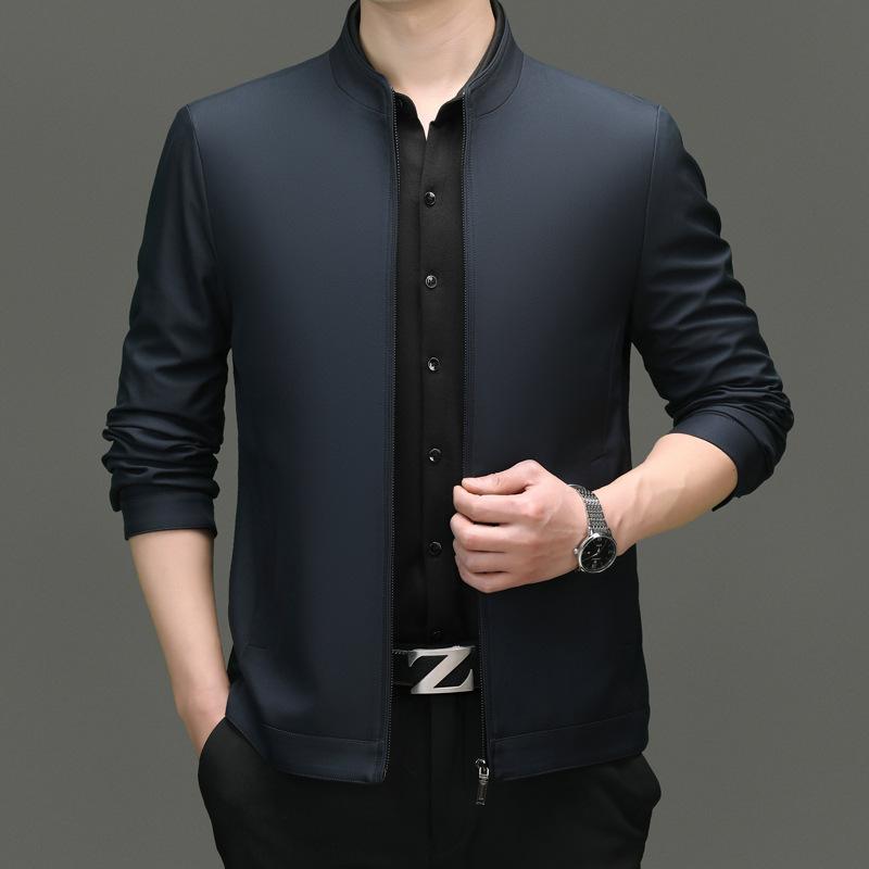 Куртка с воротником-стойкой, деловая куртка на молнии, куртка для мужчин среднего возраста, куртка для папы
