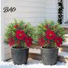 Festive Pathway Decorations Artificial Poinsettia Flower Yard Stake, Red Christmas Floral Ground Spike Decor, Maintenance Free Winter Plants