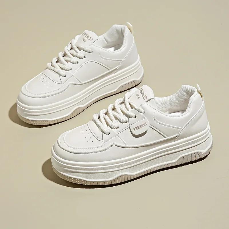 Женская повседневная обувь Новая модная платформа Уличная дышащая белая для бега на толстой подошве Повседневная спортивная вулканизированная обувь 2025