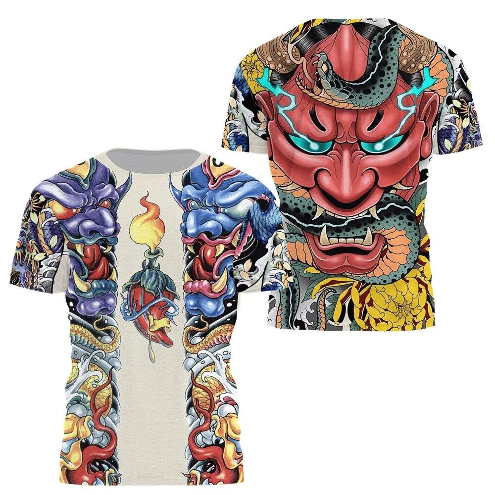 Summer Vintage Japanese Samurai T Shirt Men Casual Short Sleeve Tops O-Neck Oversized Men's Clothing Punk Streetwear 6xl