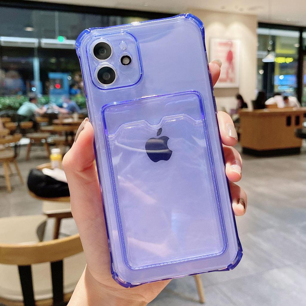 Прозрачный чехол-держатель для карт TPU для Apple 11/14/15/16Pro/Xs