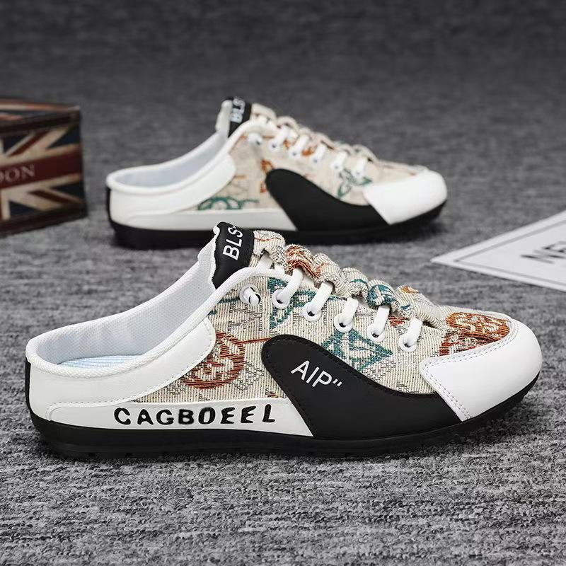 Баотоу полубосоножки мужские тканевые дышащие без каблука уличная повседневная обувь ленивая обувь