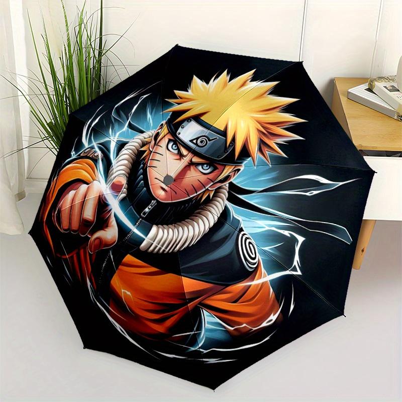 Naruto Lightning Automatic Folding Umbrella - Lightweight, Retractable Design with 8-Rib Durability, Perfect for Outdoor Adventures, Fashion