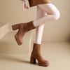 Women's High-heeled Boots Winter British Style Soft Sole Anti-slippery  Versatile Keep Warm Leather Shoes