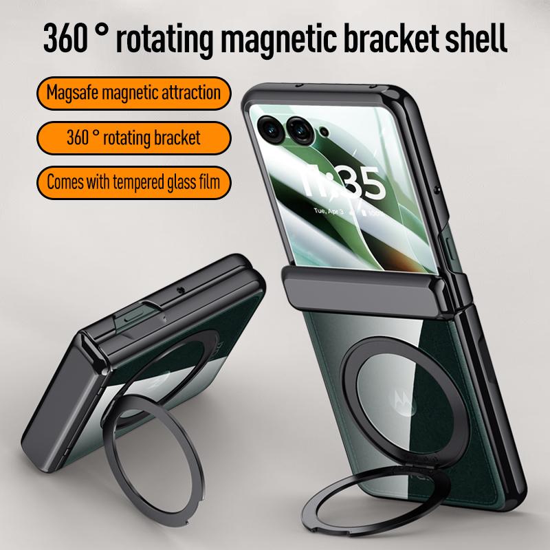 Для MOTO Razr 60 60 Ultra 360° Поворотный Алюминиевый Держатель Магнитный & Держатель & Кольцо 3-в-1 Закаленное Стекло Пленка Противоударный Чехол для Телефона
