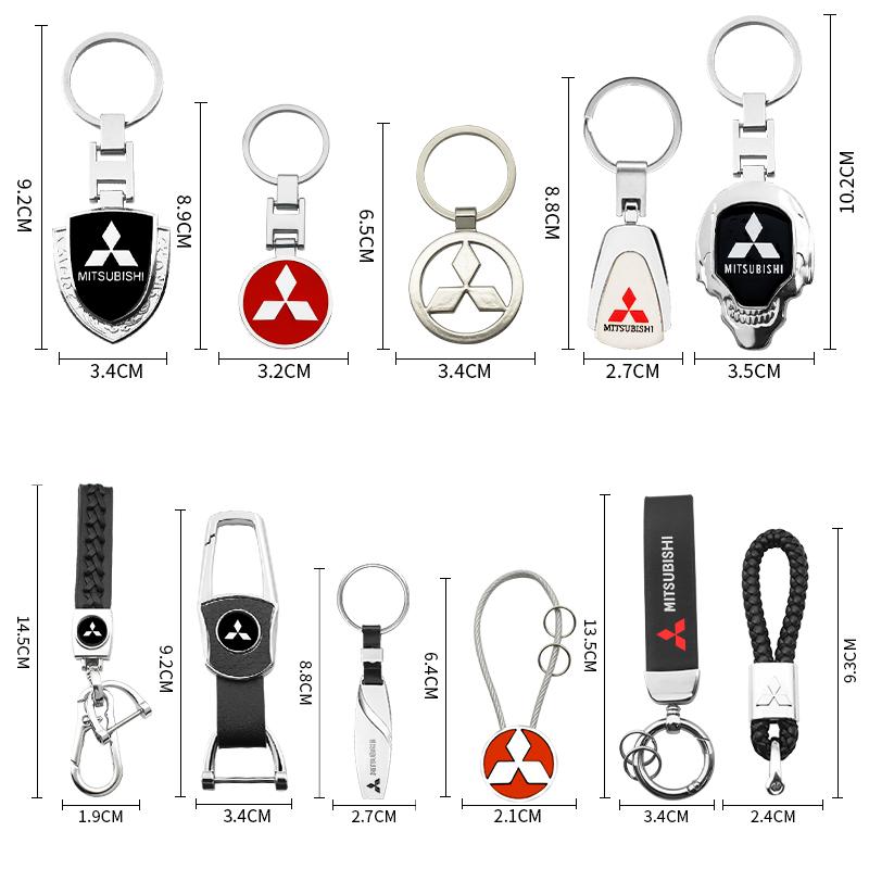 1Pc 3D Metal/Leather Car Logo Keychain For Mitsubishi Lancer Outlander Pajero ASX EX L200 Colt Auto Key Chain Key Ring Accessory