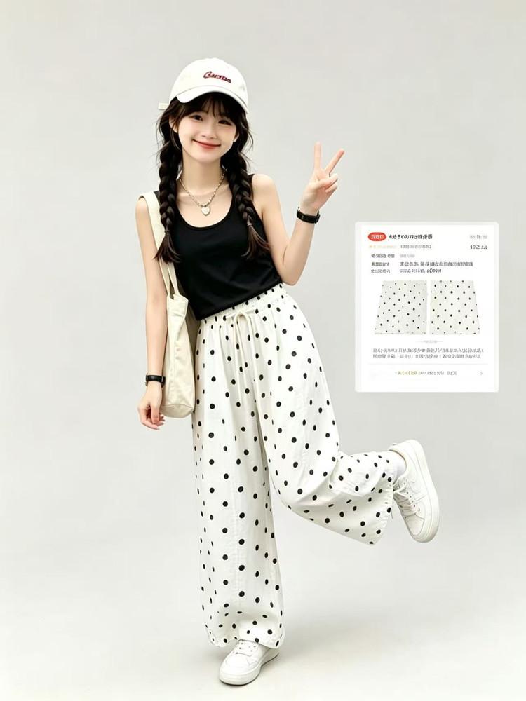 Girls' Summer Wave Point Casual Loose Pants