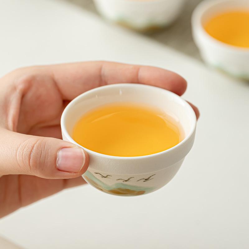 Coarse Pottery Qingshan Travel Tea Set New Chinese-style Express Cup Set with Hand Gift Coarse Pottery Qingshan Flying Bird Company Sends Customers