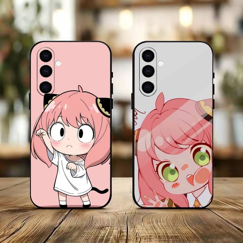 Cute Cute Anya Phone Case For Samsung Galaxy A73,A72,A71,A70,A53,A52,A51,Soft Silicone Black Cover