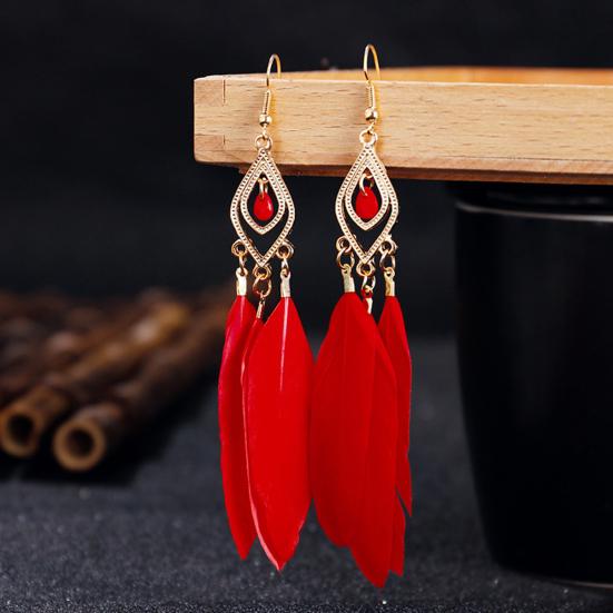 Women Drop Earrings Synthetic Feather Bohemia Creative Tassels Dangle Earrings Dangle Earrings Prom Jewelry