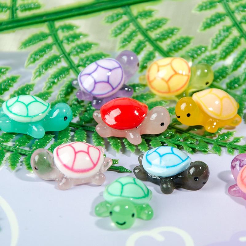 6/10Pcs Mini Luminous Turtle Home Decor Landscaping Resin Crafts Glowing Turtle Garden Fish Tank Miniatures Ornaments Decoration