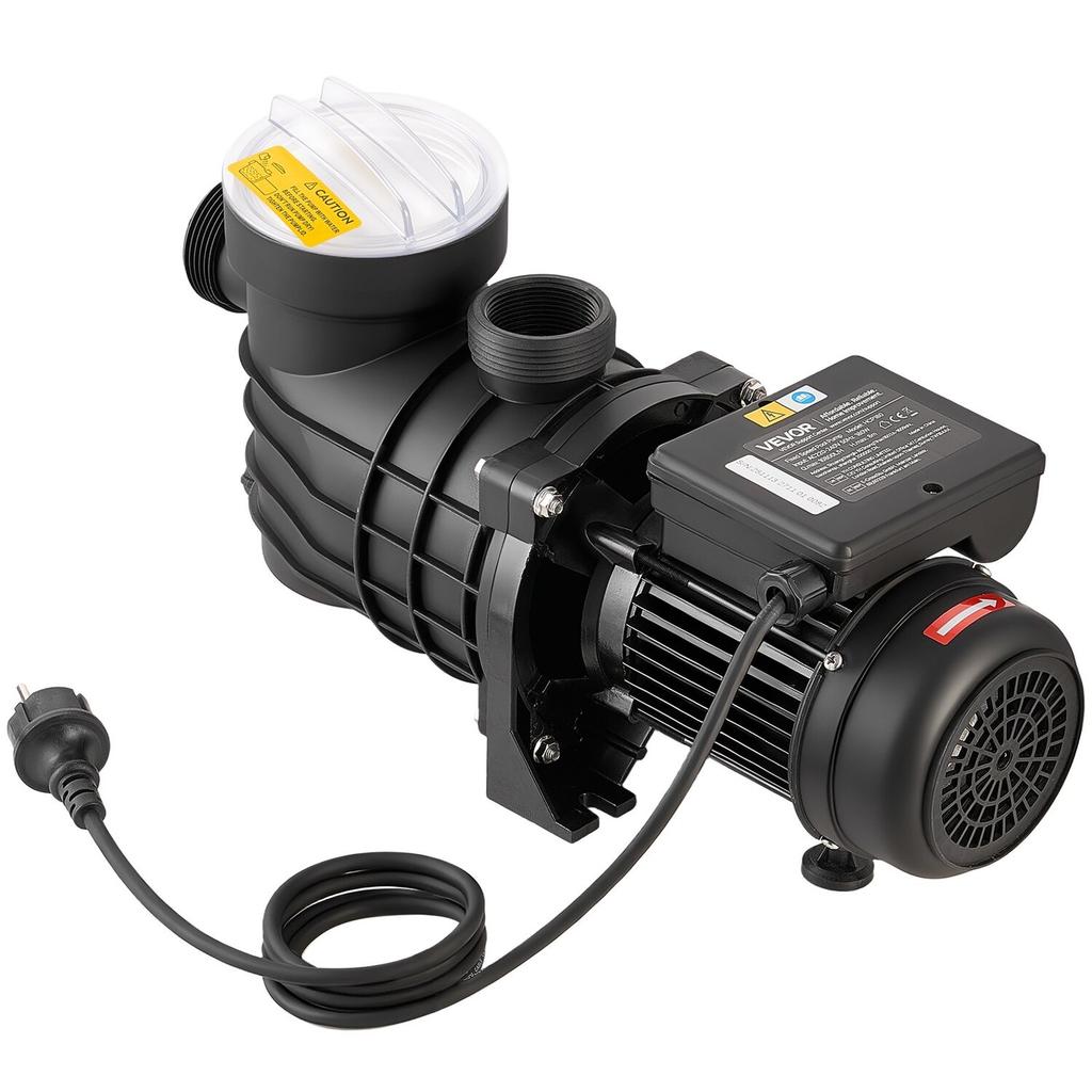 Above Ground Pool Pump, 180W, 10,800 L/H Max Flow Single Speed Swimming Pool Pump, AC 220-240V, 2850 RPM, 8 m Max Head Lift, with Filter Basket & Lid,