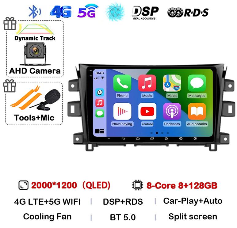 Android 14 Carplay Auto 360 Camera для Nissan NAVARA Frontier NP300 2011 - 2018 Мультимедийный видеоплеер GPS Автомобильное радио DSP Stereo