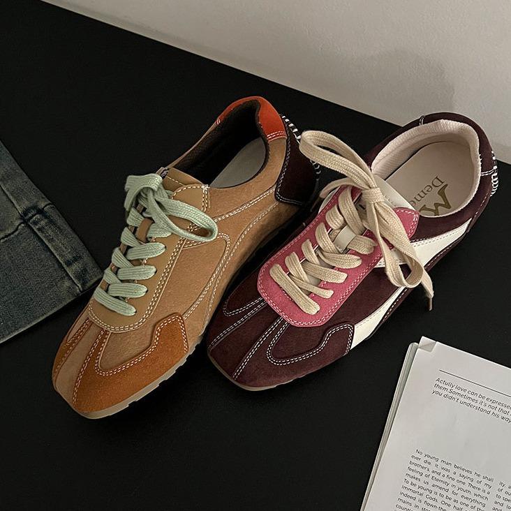 Модный тренд, американские ретро-кроссовки с круглой головкой на платформе, немецкие кроссовки для женщин, новинка 2025 года, легкая и универсальная спортивная обувь на осень