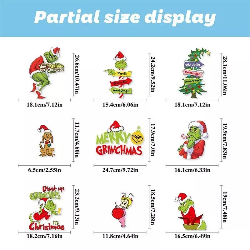 Рождественские наклейки Гринча на окна, рождественские художественные наклейки на стены, домашний магазин, декор