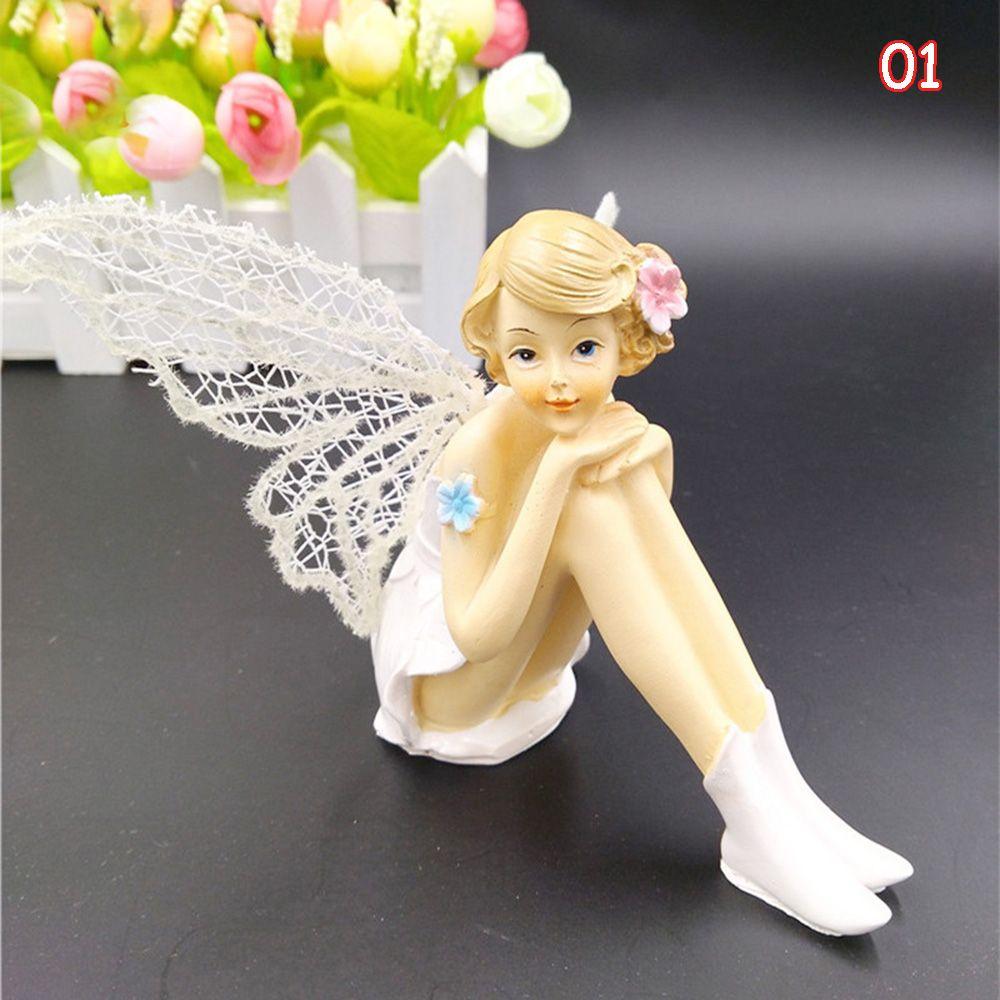 landscape Toy Figures Flower Ornaments  Flying Flower Fairy Garden Car Cake Decor White Angel Doll