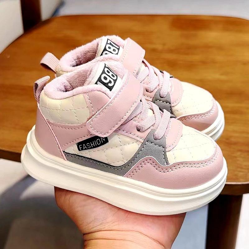 Новые зимние детские спортивные туфли с бархатом и хлопком для девочек, повседневные кроссовки для сноуборда, обувь для мальчиков, обувь для хлеба
