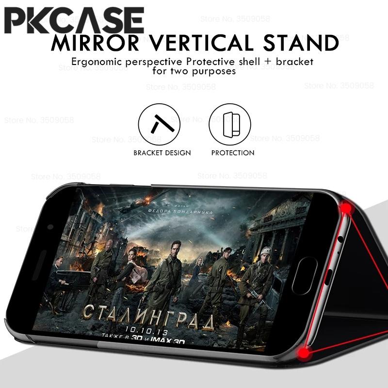 PKCASE Смарт-зеркало Флип-чехол для телефона для Samsung A05 A05S A15 A35 A25 A33 A34 5G Note 20 Ultra Ударопрочный Кожаный Чехол-подставка
