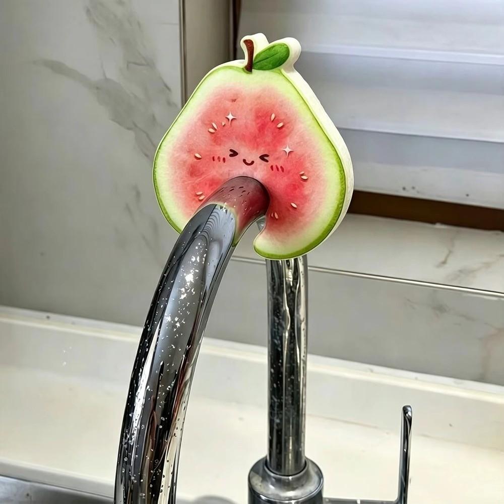 3Pcs Quick Dry Kitchen Dishwashing Sponge Dual-Sided Cute Fruit Dish Scrubber Household