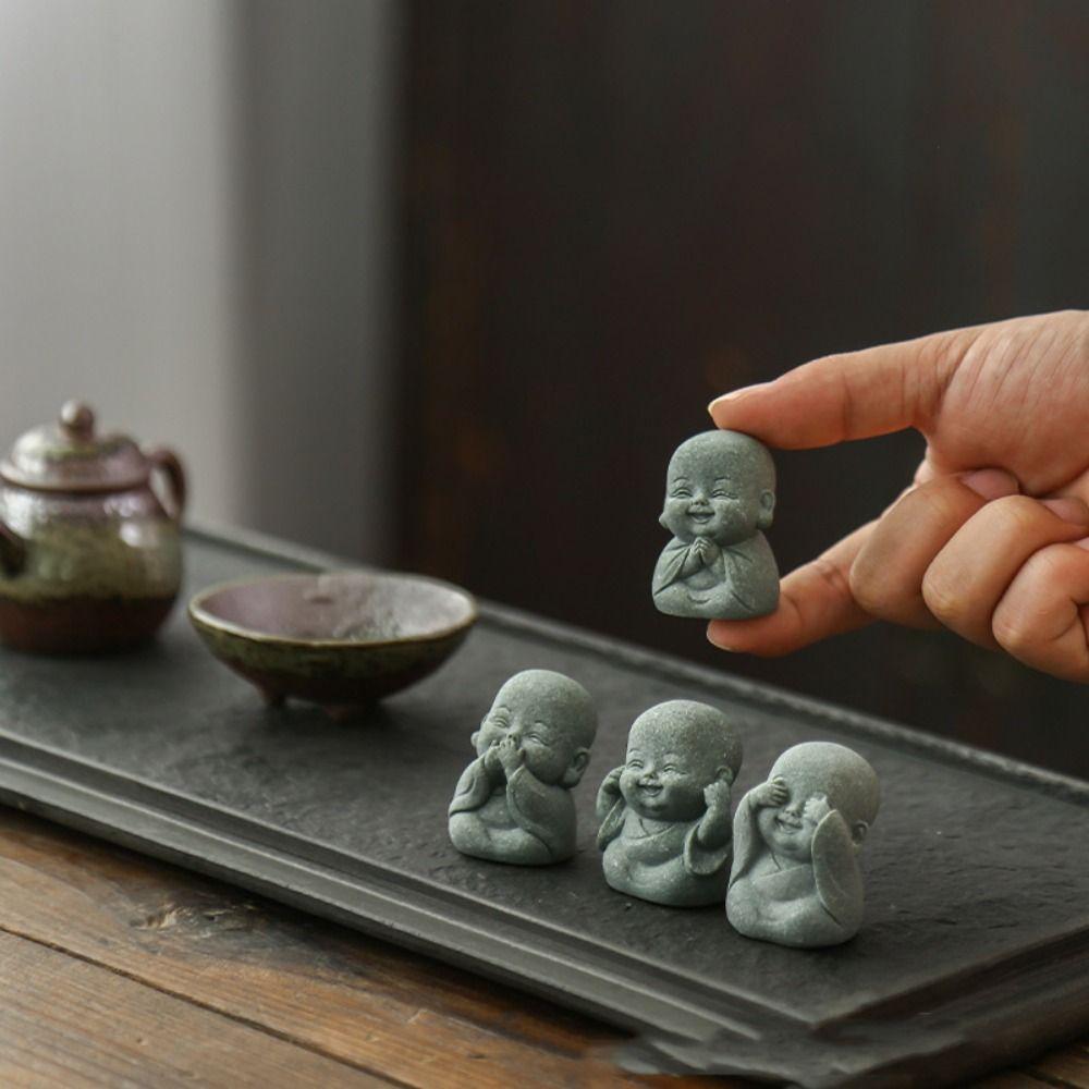 Serviceable Dolls Buddha Statue Cute Desktop Cculpture Little Monk Figurine Fireplace
