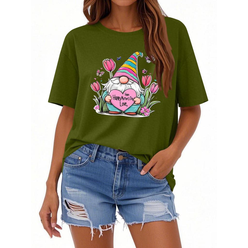 Женская повседневная футболка с круглым вырезом и короткими рукавами с принтом