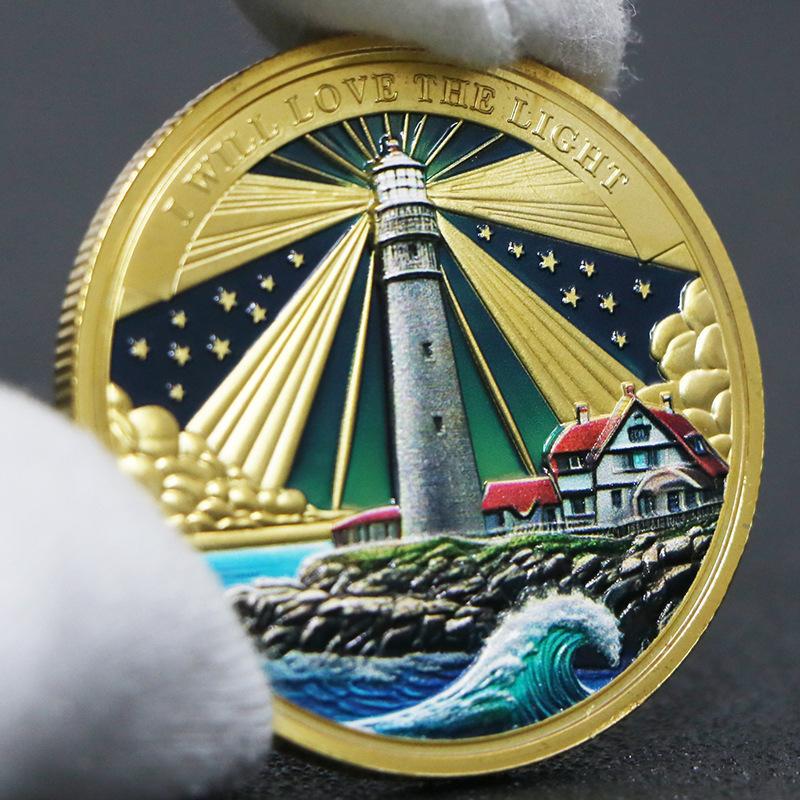 Памятная монета Маяк, высокий рельеф, памятная медаль, монета, декоративное изделие, покрытое золотом и серебром