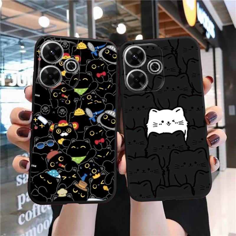 Крутой мультяшный чехол для iPhone Samsung A55 M34 S24 Xiaomi Redmi 13 Pro 14C Huawei Honor противоударный чехол для телефона черный матовый TPU антицарапающийся полный чехол