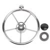 11 Inch Boat Steering Wheel Marine Stainless Steel Steering Wheel 5 Spoke 25 Degree with Foam Grip a