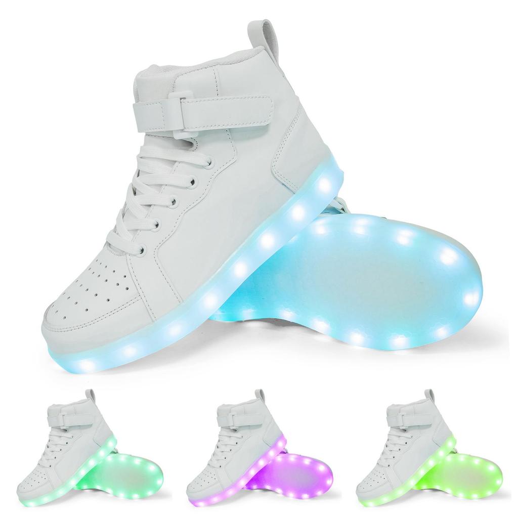 Fashion Size 25-47 USB Charging Glowing Sneakers Children Adult High Top Boots Led Casual Luminous Light Shoes for Boys Girls Men Women