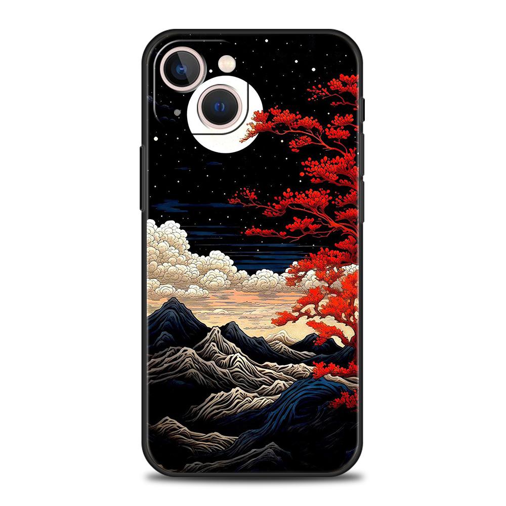 Мультяшный чехол для телефона с рисунком горы для iPhone 16 15 14 13 12 Pro Max 11 Pro Max 7 8 Plus XS XR Ударопрочный мягкий чехол-сумка