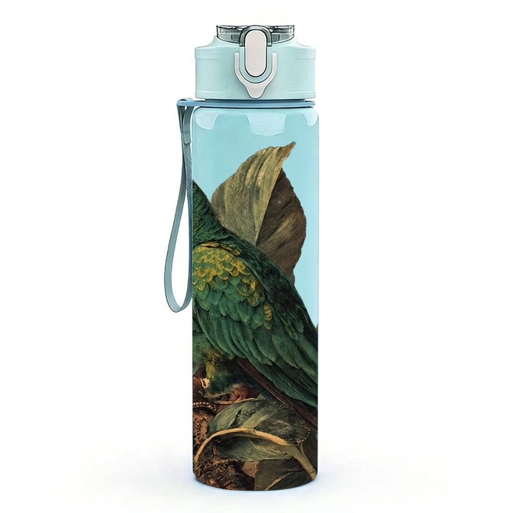 1PC Parrot Jungle Tropical Bird Pattern 750ml Color Plastic Sports Water Bottle Leakproof Flip Straw Lid Suitable for Sports Office Home Use