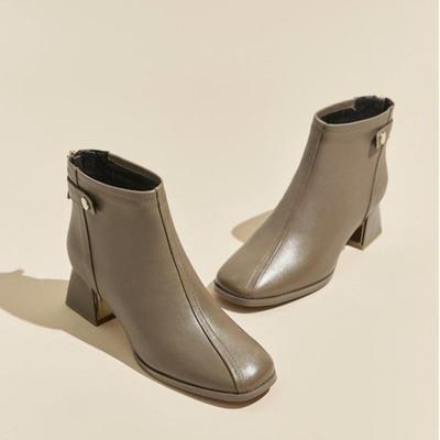 Модные женские короткие туфли для работы, осенне-зимние ботильоны, теплые кожаные цвета хаки из полиуретана, готические ботинки по акции, мода 2025 Y2k, ботильоны для женщин