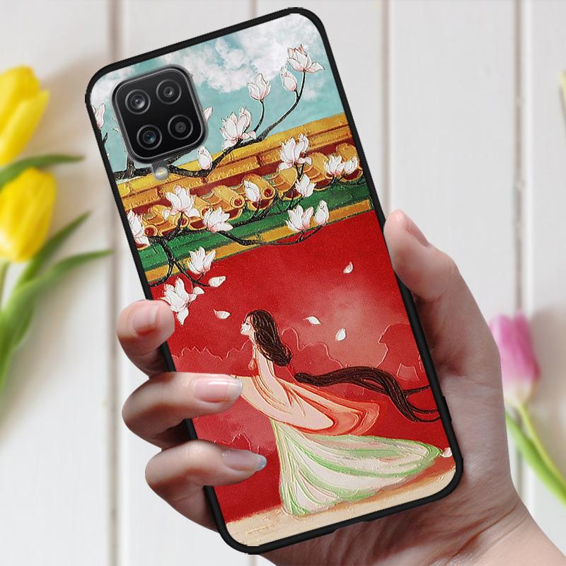 3D рельефный чехол с цветами для Samsung M32, милый рельефный чехол для Samsung Galaxy A22 4G 5G A 22 M12, чехол для телефона Galaxy M32 A12
