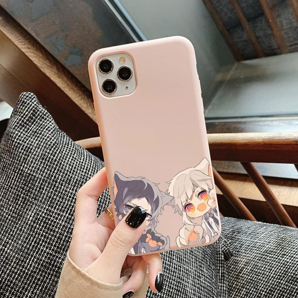 Anime Bungou Stray Dogs Phone Case for iPhone 14 11 12 13 Mini Pro Xs Max 8 7 6 6S Plus X XR Solid Candy Color Case