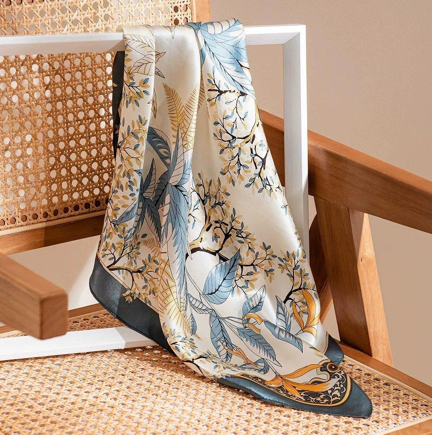 Silk Scarf Square Scarf High-end Strap 100% Mulberry F Student Fashion Sunscreen Shawl Dual-purpose