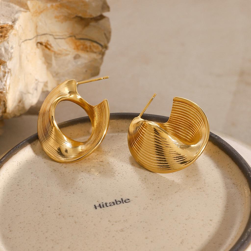 Youthway Серьги из нержавеющей стали, неправильной формы, витые, ребристые, креативные, антиаллергенные, водонепроницаемые, металлические, женская бижутерия для особых случаев