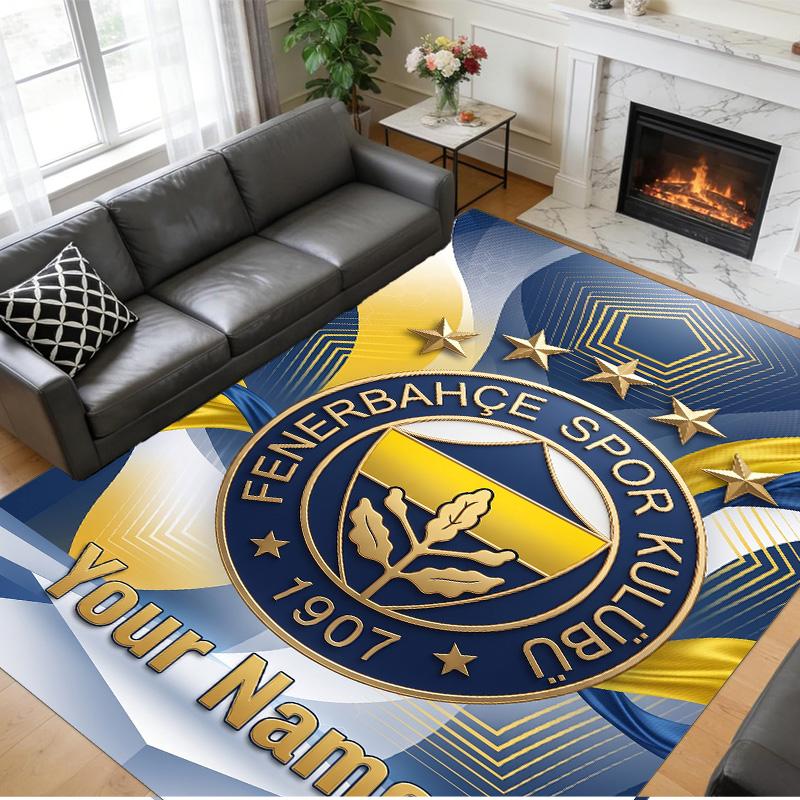 Crystal Velvet Rug Custom Name Text, Soft Non Slip Floor Mat Home DecorFenerbahçe FC