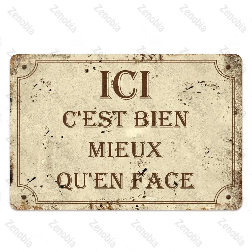Vintage French Retro Metal Tin Sign Bar Pub Club Wall Decor Iron Painting Decorative Plate