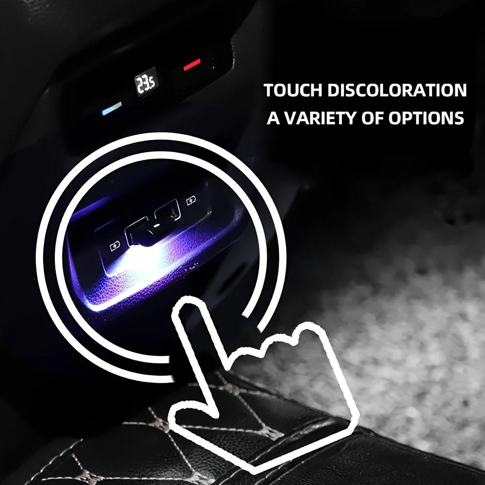 Автомобильный мини-USB, многоцветный, регулируемый цвет, декоративная подсветка, мягкий свет, атмосферная лампа