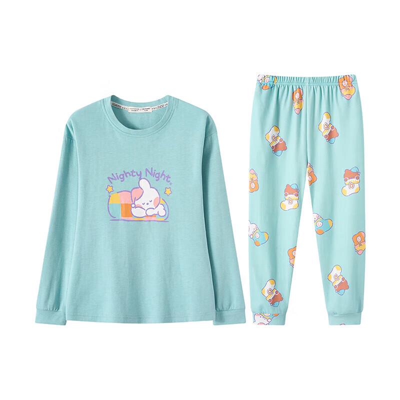 Fenteng Girls' Cartoon Print 100% Cotton Pajamas Set