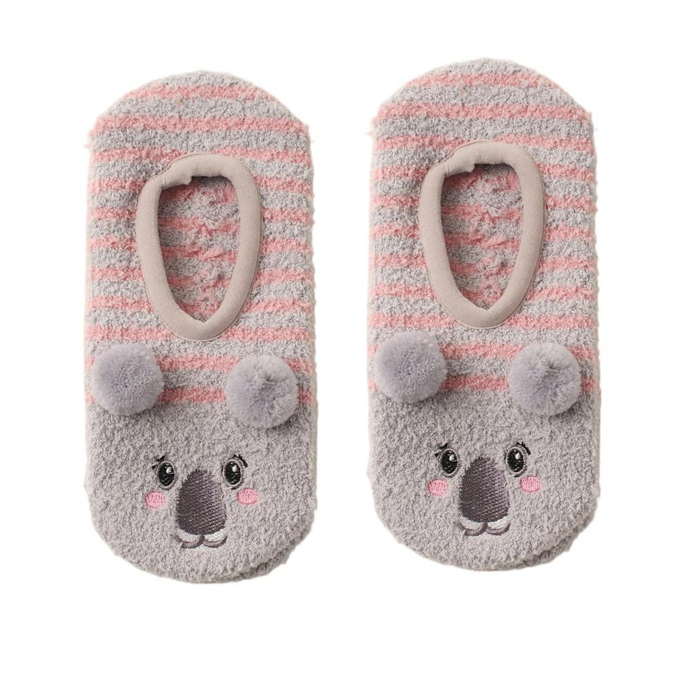 Мультяшные противоскользящие носки для пола коала рождественские домашние носки кавайные коралловые флисовые носки-лодочки для детей