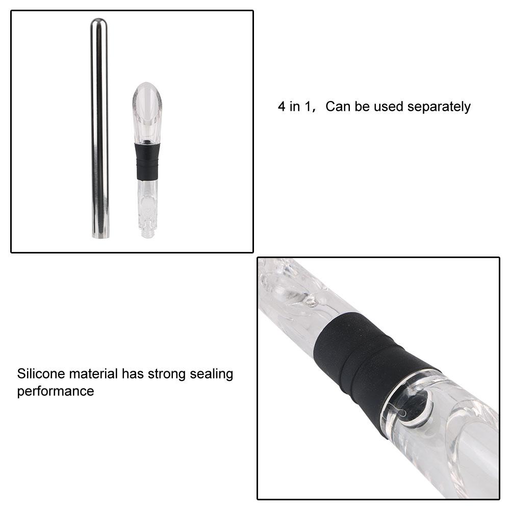 Ice Wine Cooler Wine Cooling With Wine Pourer+Stopper+Cutter Beer Chiller Stick 4 In 1 Stainless Steel Frozen Stick