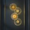 Round Crystal Wall Lamp Glass Combination for Living Room TV Background LED Lights Bedside Corridor Aisle