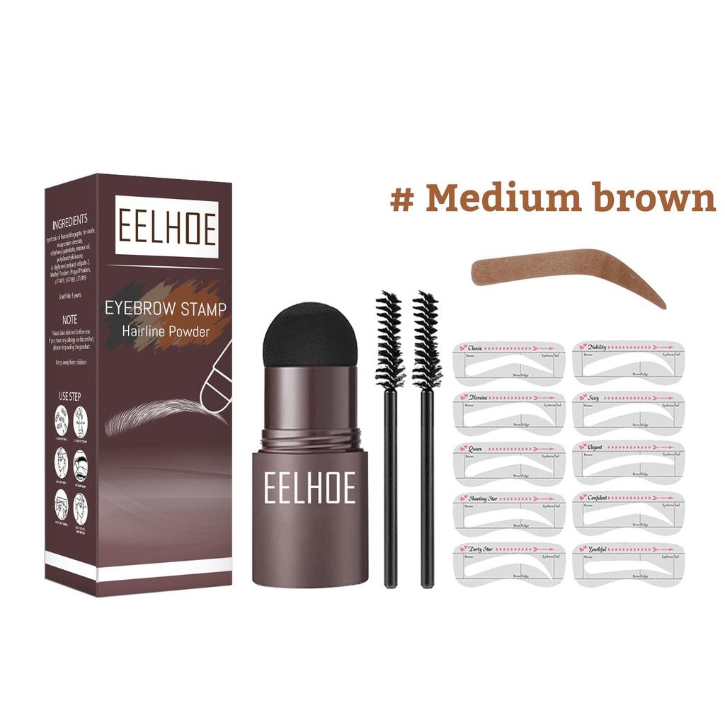 EELHOE Форма для отпечатка бровей, оттенок medium brown, набор для ленивого заполнения бровей, пудра для бровей, водостойкая пудра для линии роста волос, 1 набор