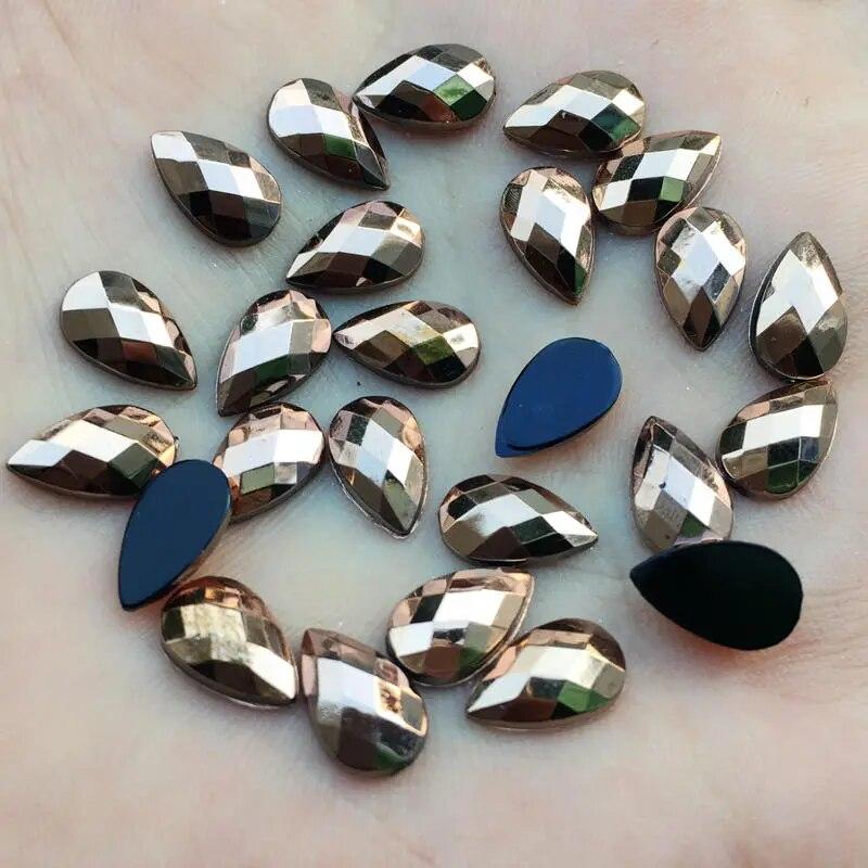 80 шт. 6*10 мм стразы с плоской задней частью, акриловые драгоценные камни, хрустальные камни, не швейные бусины для одежды своими руками-HB00