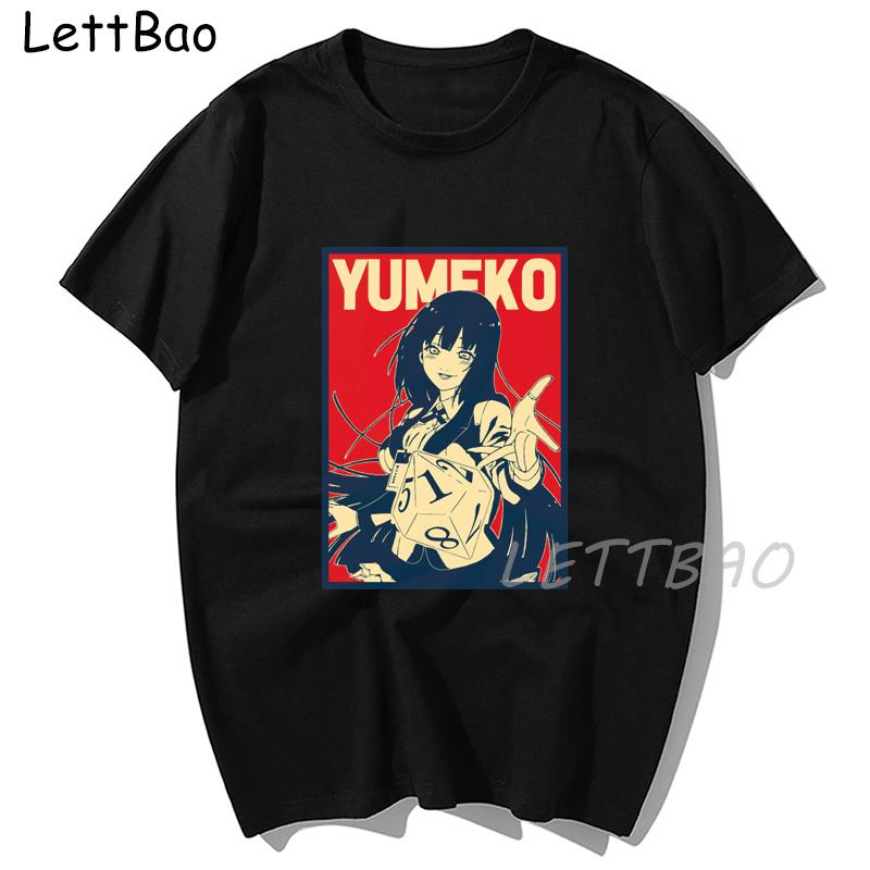 Высокое качество с круглым вырезом, хлопковая футболка Yumeko Jabami Kakegurui, футболка с надписью «Игрок», летняя японская аниме-футболка