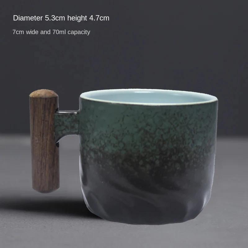 70 мл Офисная чашка для воды Фильтр Кружка для чая Керамическая кофейная чашка Деревянная ручка Кофейная кружка Ручная работа Чашка для чая и кофе Подарок на день рождения