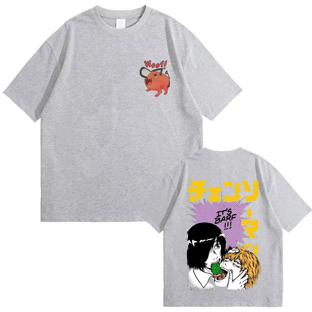 Anime Chainsaw Print T-Shirt, Himeno & Denji, Fun Cartoon Short Sleeve Tee, Unisex, Fashion Loose Street Style Men And Women Comfortable T-shirt