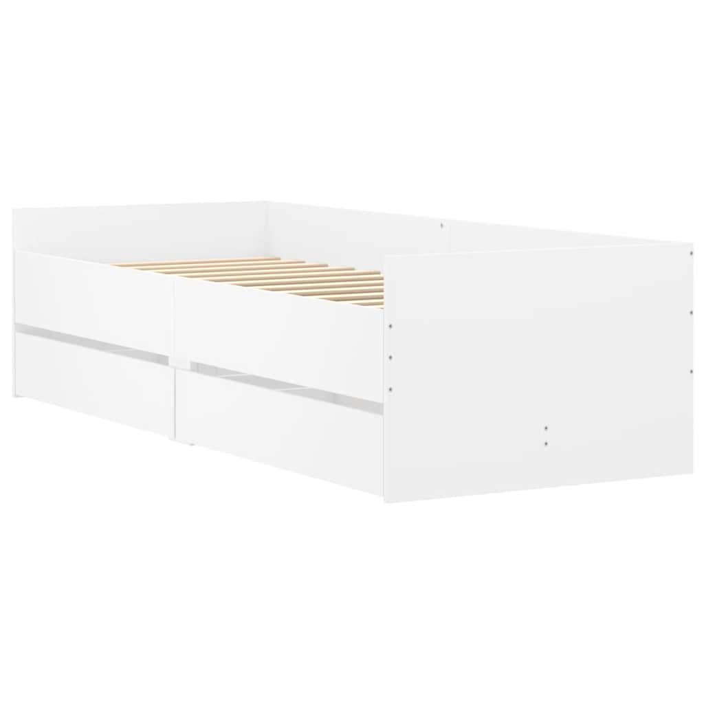 Bed Frame with Drawers White 90 x 190 cm