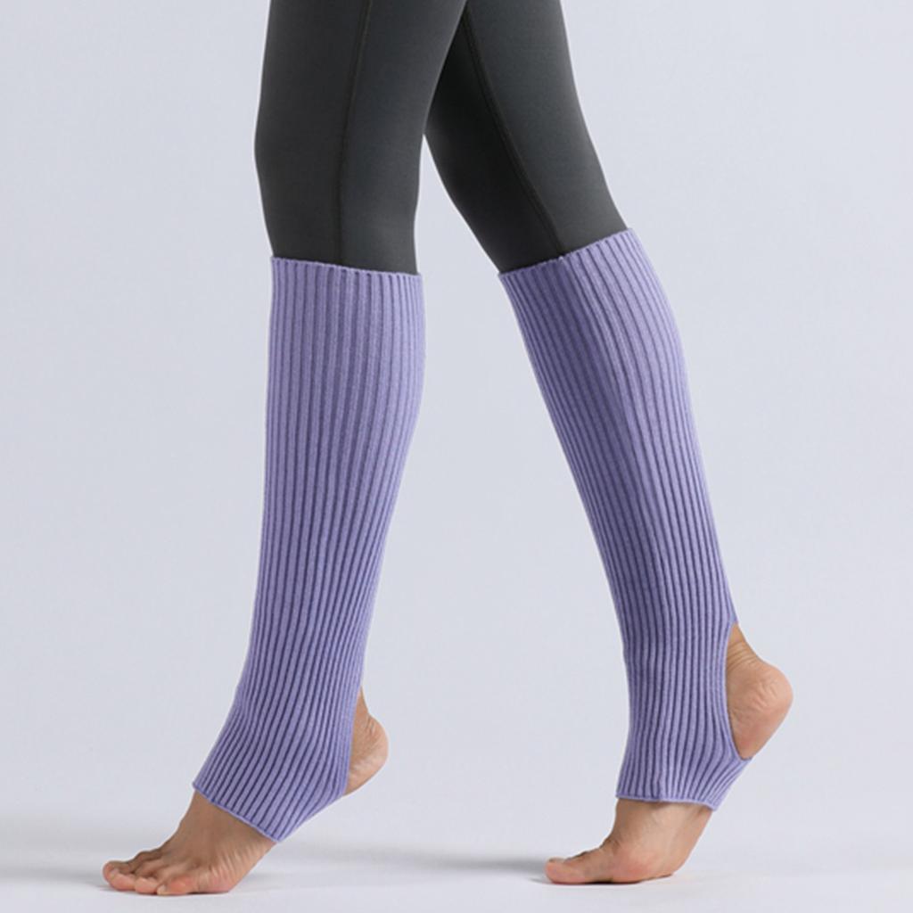 Женские чулки до колена с открытым каблуком, гетры в рубчик, вязаные для йоги, балета, танцев, отдыха